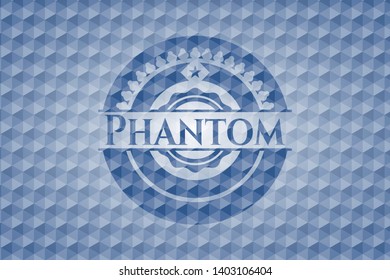 Phantom blue badge with geometric pattern background. Vector Illustration. Detailed.