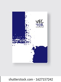 Phantom Blue ink brush stroke on white background. Minimalistic style. Vector illustration of grunge element stains.Vector brushes illustration.