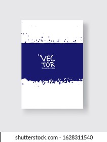 Phantom Blue ink brush stroke on white background. Minimalistic style. Vector illustration of grunge element stains.Vector brushes illustration.