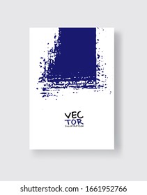 Trazo de brocha de tinta azul fantasma sobre fondo blanco. Estilo minimalista. Ilustración vectorial de las manchas de los elementos de granulado.Vector pinza la ilustración.