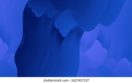 Phantom Blue trendy color of 2020. Dark paint waves abstract background. Modern gradient for layout, banner, poster, flyer, card design. Vector eps10.