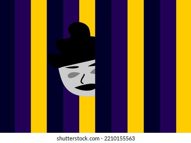 A Phantom character peeking through the colorful curtains