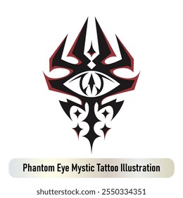 Phantom Eye Mystic Tattoo Illustration – Ghost, Demon Eyes, Game, Pattern Sticker Printable and Editable Design