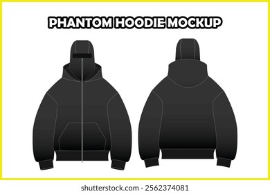 phantom hoodie line art drawing 2d vector mockup