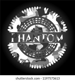 Phantom on grey camouflage texture