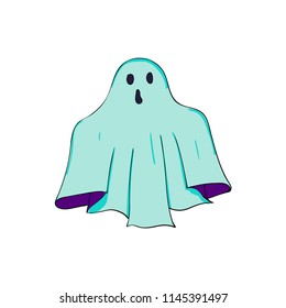 Phantom symbol of Halloween. Ghost character of horror. Mystical Nightmare