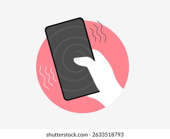 Phantom vibration syndrome concept with phantom notification anxiety, smartphone stress, digital anxiety, tech-related stress icons. Isolated flat vector illustration