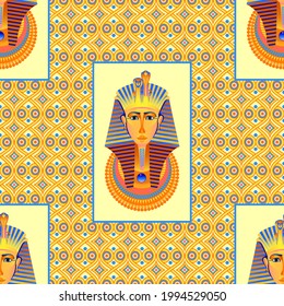 Imagen de Pharanon. Estilización para la cultura del antiguo Egipto. Patrón sin foco. Gráficos vectoriales