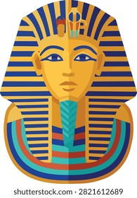 Pharaoh burial mask vector illustration ancient Egyptian king tut iconic headpiece