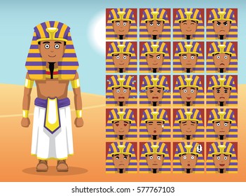 Pharaoh Cartoon Emotion faces Vector Illustration