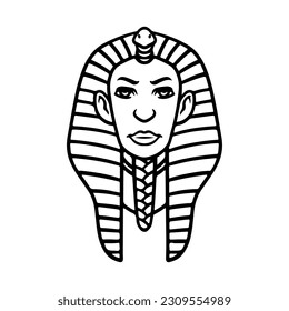 Faraón cleopatra, mujer egipcia dibujada a mano, dibujo de la mano hembra ilustración vectorial de doodle en blanco y negro.