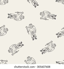 pharaoh doodle seamless pattern background
