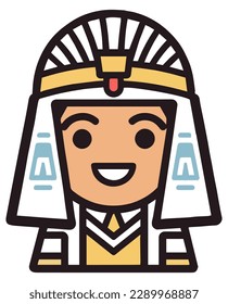 Pharaoh Egypt cute cartoon symbol vector icon