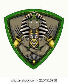 Pharaoh Egyptian logo concept with shield