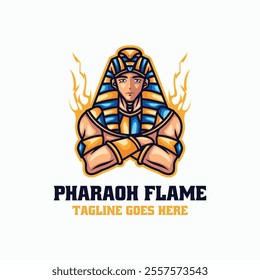 Pharaoh Flame Mascot Cartoon Logo