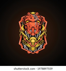Pharaoh head robot teeth vector 
