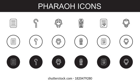 pharaoh icons set. Collection of pharaoh with egypt, egyptian, mummy. Editable and scalable pharaoh icons.