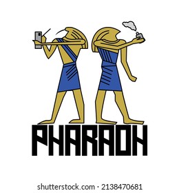 Pharaoh mascot logo. Illustration for Phone Repair and Vape Store , Badge, Printing Design 