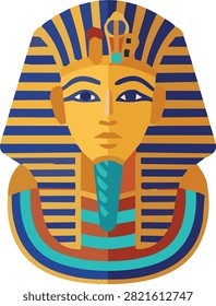 Pharaoh mask icon vector illustration Egyptian ancient heritage symbol