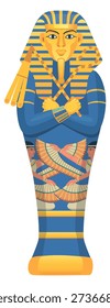 Pharaoh sarcophagus cartoon icon. Ancient egypt mummy 