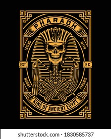Pharaoh Skull Vector Illustration On Black