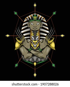 Pharaoh Sphinx vector. The mummy claw