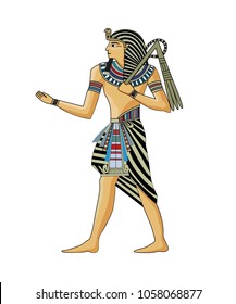 Pharaoh, a symbol of ancient Egypt, isolated figure, illustration.