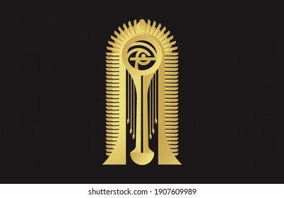 pharaoh temple gate with Horus eye 