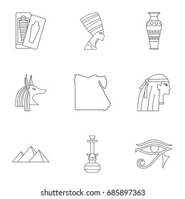 Pharaon of Egypt icons set. Outline set of 9 pharaon of Egypt vector icons for web isolated on white background