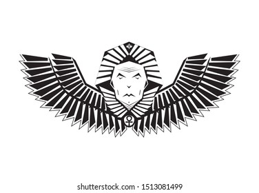 Pharaonic Ankh Horus wings logo vector 