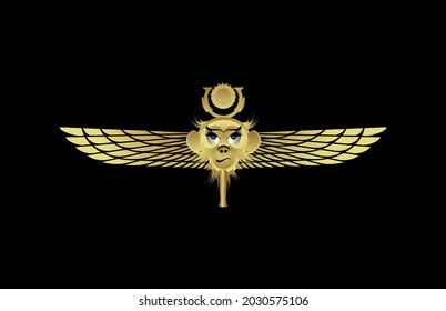 Pharaonic God Monkey Ape wings