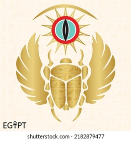 Pharaonic the key to life and the Egyptian  - eye Horus icon logo - and Egyptian  scarab vector 