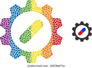 Pharma industry mosaic icon of spheric dots in various sizes and spectrum color tones. A dotted LGBT-colored pharma industry for lesbians, gays, bisexuals, and transgenders.