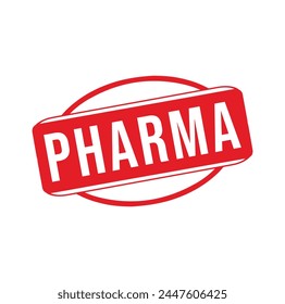 Pharma-Stempeldesign aus Kautschuk. VEKTORILLUSTRATION.
