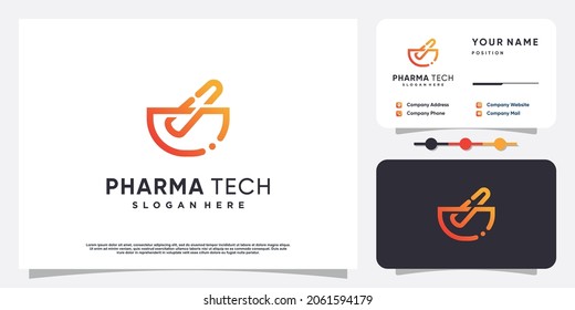 Pharma tech logo with modern style Premium Vector