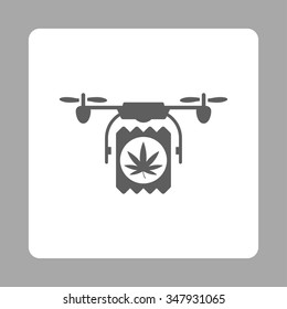 Pharmaceutical Aircraft Shipment vector icon. Style is flat rounded square button, dark gray and white colors, silver background.