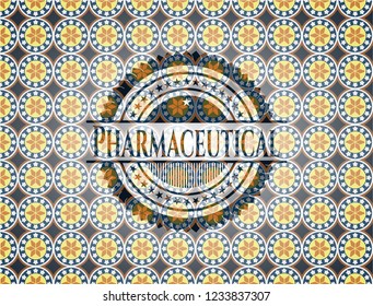 Pharmaceutical arabesque style emblem. arabic decoration.