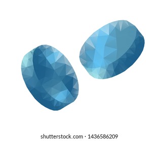 Pharmaceutical background with medicinal capsules, pills, tablet. Medical, pharmacy, antibiotic, health, vitamin, treatment illustration or banner. Polygonal low poly design. Wireframe polygon concept