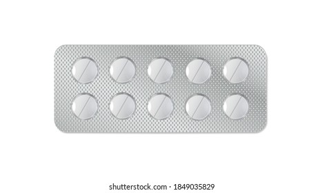 Pharmaceutical  blister pack isolated on transparent background. 3D illustration pill blister. 