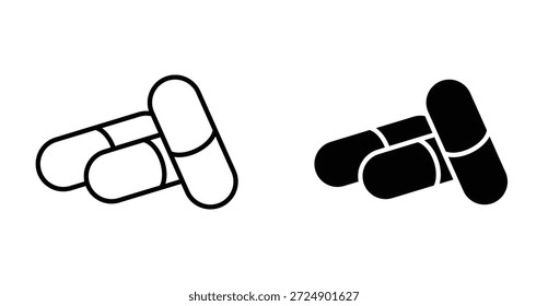 Diseño gráfico de icono de cápsula farmacéutica. Ilustraciones de icono de Vector