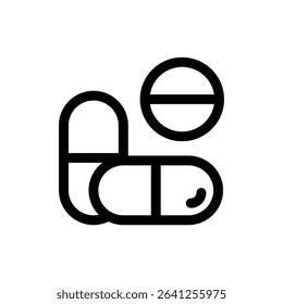 Pharmaceutical capsule icon outline set sign