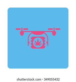 Pharmaceutical Copter Shipment vector icon. Style is flat rounded square button, pink and blue colors, white background.
