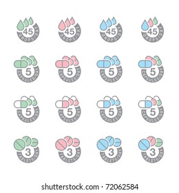 pharmaceutical dosage icons, vector