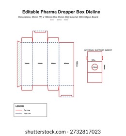 Pharmaceutical dropper box dieline with internal support insert