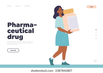Pharmaceutical drug landing page design website template for sale online medical support service