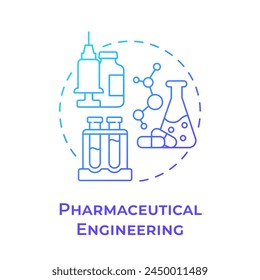 Pharmaceutical engineering blue gradient concept icon. Medicinal chemistry. Laboratory equipment. Round shape line illustration. Abstract idea. Graphic design. Easy to use in presentation