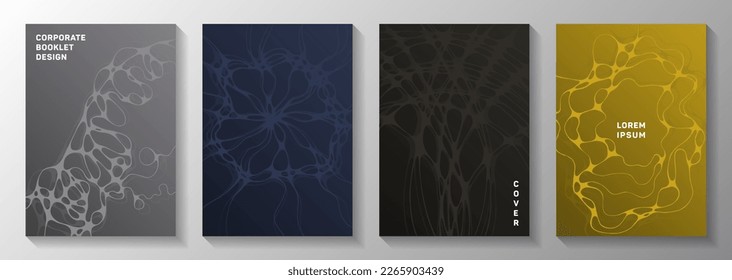 Pharmaceutical healthcare vector covers with neurons, synapses. Intersecting waves weave textures. Abstract banner vector templates. Anatomy, biology, medicine covers.