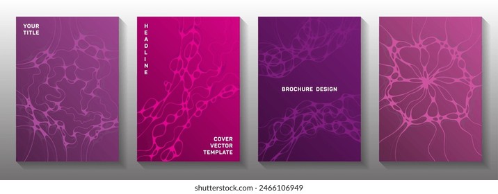 Pharmaceutical healthcare vector covers with neurons, synapses. Fluid curve lines flow textures. Modern title page vector layouts. Pharmaceutical medical covers.