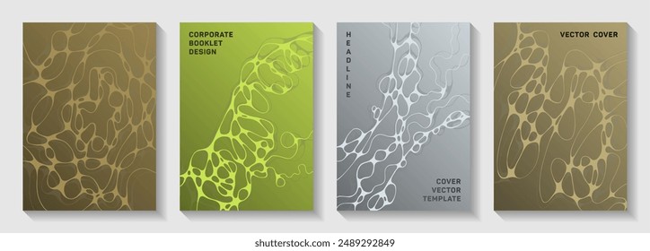 Pharmaceutical healthcare vector covers with neurons, synapses. Smooth waves bubble backgrounds. Vivid banner vector templates. Anatomy, biology, medicine covers.