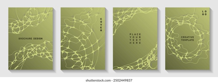 Pharmaceutical healthcare vector covers with neurons, synapses. Bent curve lines net textures. Vibrant brochure vector templates. Healthcare and hygiene covers.